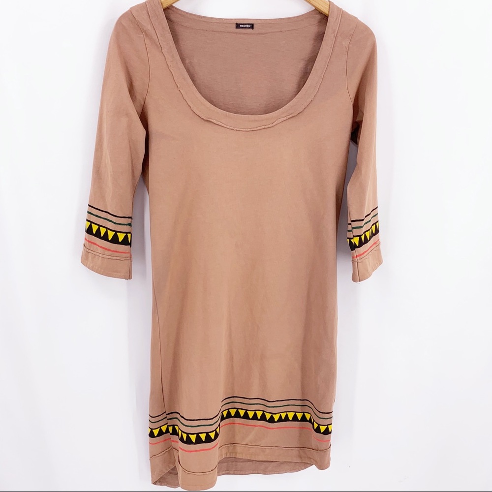 Monrow brown cotton decorative trim dress Medium